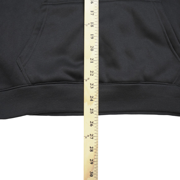 NWOT Pullover Hoodie Black Logo Kangroo Pocket Drawstring Hood Gorpcore Minimal - Picture 9 of 11